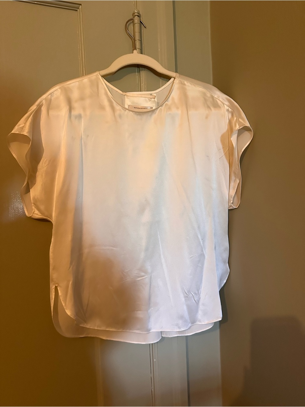 Banana Republic Ivory 100% Silk Short Sleeve Blouse